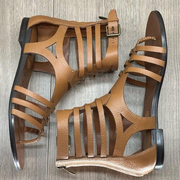 Enzo Angiolini Makalya Gladiator Sandals Women Sz 6M Flat Leather Zip Back Brown - Picture 6 of 12